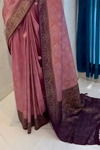 Pink Rich Pallu Jacquard  silk blend Saree