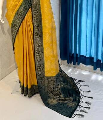 Yellow Rich Pallu Jacquard  silk blend Saree 3