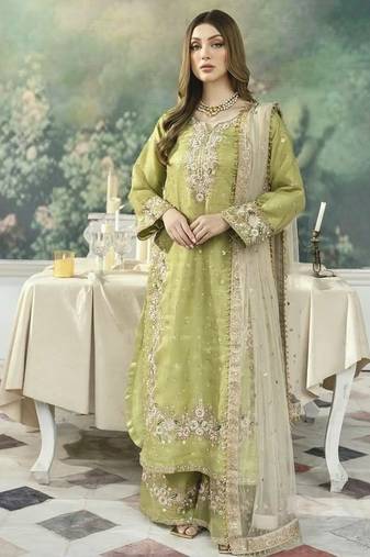 GREEN Jimmy choo EMBROIDERY PARTY WEAR SUIT SET 