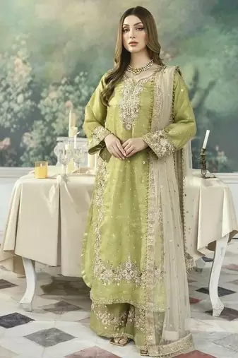 GREEN Jimmy choo EMBROIDERY PARTY WEAR SUIT SET 