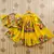 Yellow printed chanderi silk lehenga and choli for girls