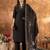 Black Designer Straight Kurti Pant Dupatta Set With Embroidery And Hand Work