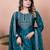 DARK GREEN CHINON SILK EMBROIDERY PARTY WEAR SILK SUIT SET 