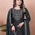 BLACK CHINON PARTY WEAR EMBROIDERY SUIT SET 