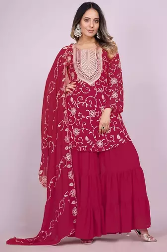 PINK Faux Georgette With digital print Anarkali Suit SET 