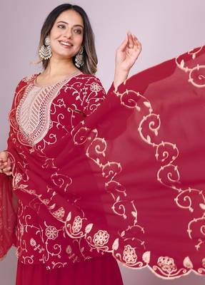 PINK Faux Georgette With digital print Anarkali Suit SET  4