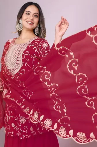 PINK Faux Georgette With digital print Anarkali Suit SET 