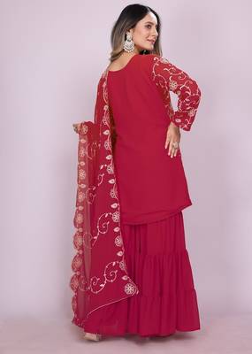 PINK Faux Georgette With digital print Anarkali Suit SET  5