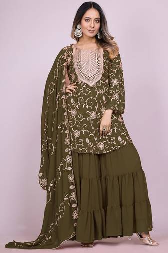 MAHENDI Georgette EMBROIDERY PARTY WEAR SUIT SET