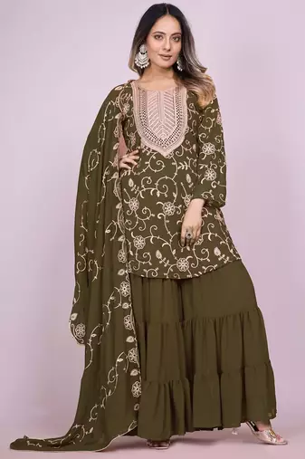 MAHENDI Georgette EMBROIDERY PARTY WEAR SUIT SET