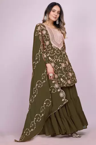 MAHENDI Georgette EMBROIDERY PARTY WEAR SUIT SET