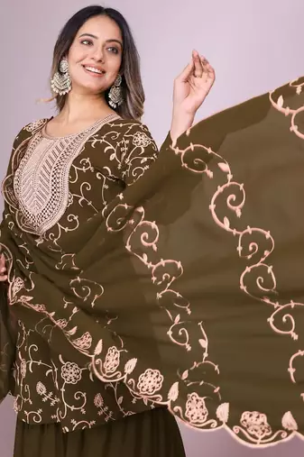 MAHENDI Georgette EMBROIDERY PARTY WEAR SUIT SET