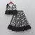 Black & cream digital print rayon lehenga choli with ruffle design stylish one-shoulder kids festive wear