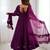 Designer Peach Embroidered Anarkali Dress With Ruffle Dupatta Ethnic Wear For Women