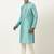 Bluish green jacquard silk kurta pajama