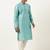 Bluish green jacquard silk kurta pajama