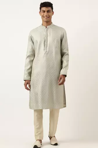 Festive grey zari kurta pajama