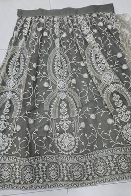IVORY NET FABRIC LEHENGA WITH SEQUINS AND THREAD EMBROIDERY WORK 7