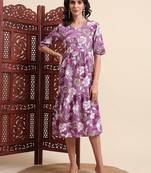 Aayumi voilet printed fit and flare maxi dress