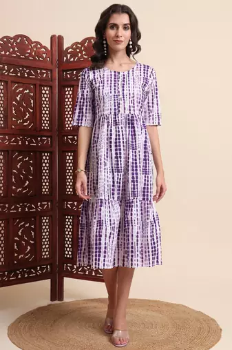 Aayumi purple tie dye fit and flare maxi dress