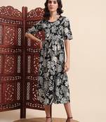 Aayumi black floral printed fit and flare maxi dress