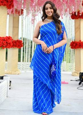 Blue One Shoulder Kurta Set 1