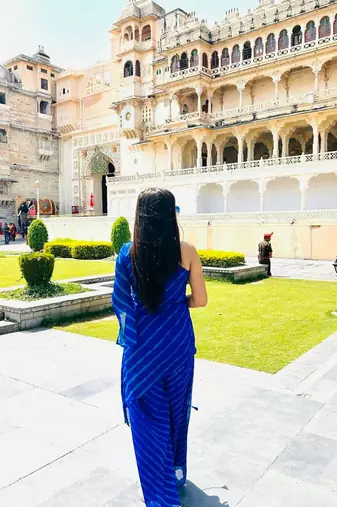 Blue One Shoulder Kurta Set
