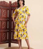Aayumi yellow floral printed flared maxi dress