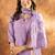 Lavender Designer Straight Kurti Pant Dupatta Set With Embroidery And Hand Work