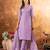 Lavender Designer Straight Kurti Pant Dupatta Set With Embroidery And Hand Work