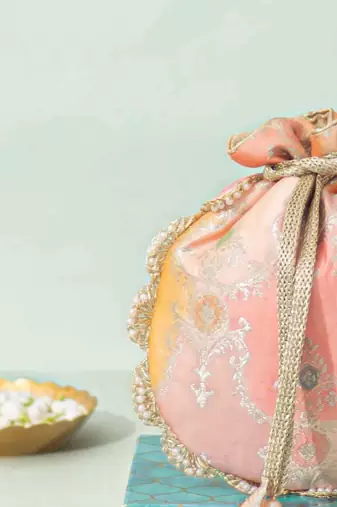 Orange silk potli bag
