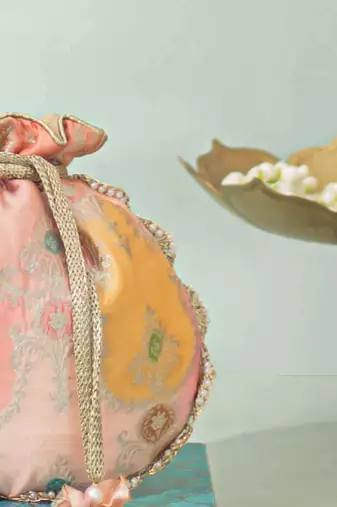 Orange silk potli bag