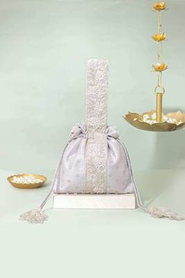 Silver silk potli bag 1