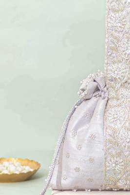 Silver silk potli bag 2