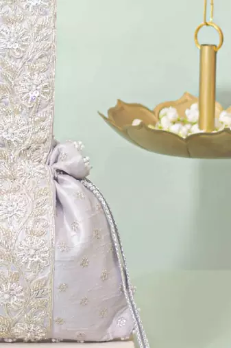 Silver silk potli bag