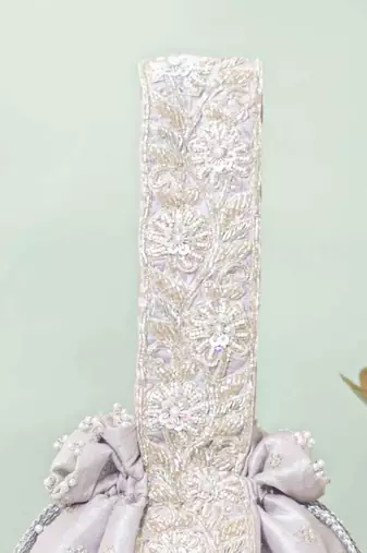 Silver silk potli bag