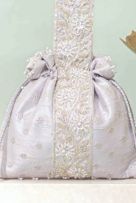 Silver silk potli bag 5