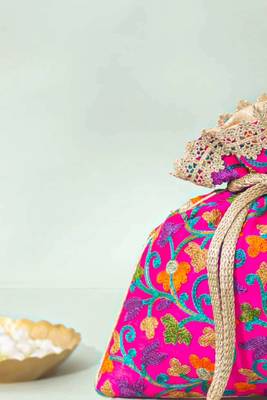 Pink silk potli bag 2