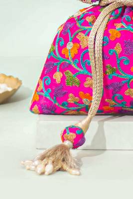 Pink silk potli bag 5