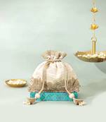 White silk potli bag