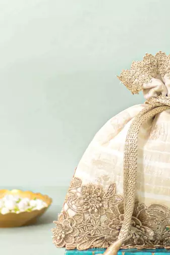 White silk potli bag