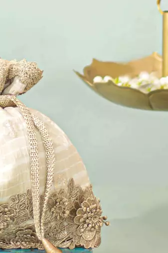 White silk potli bag