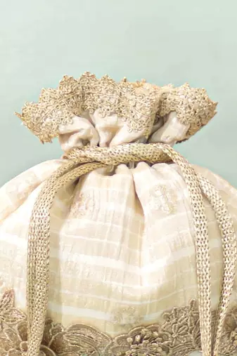 White silk potli bag