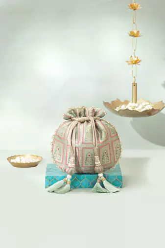 Multicolor silk potli bag