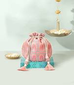 Pink silk potli bag