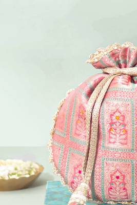Pink silk potli bag 2