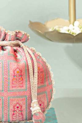 Pink silk potli bag 3