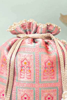 Pink silk potli bag 4