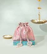 Pink silk potli bag