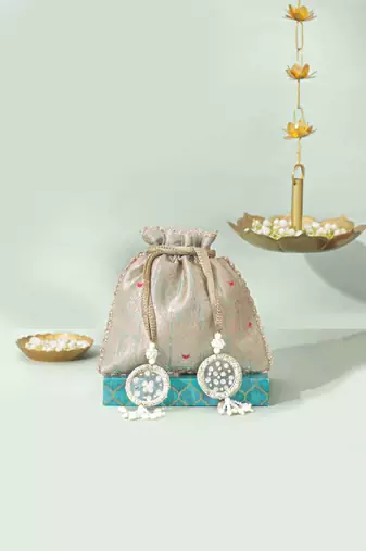 Multicolor silk potli bag